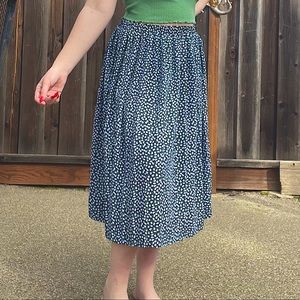 blue floral midi skirt